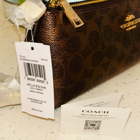 👜 Coach Charlotte Shoulder Bag Signature Canvas Copper NWT - Picture 8 of 15